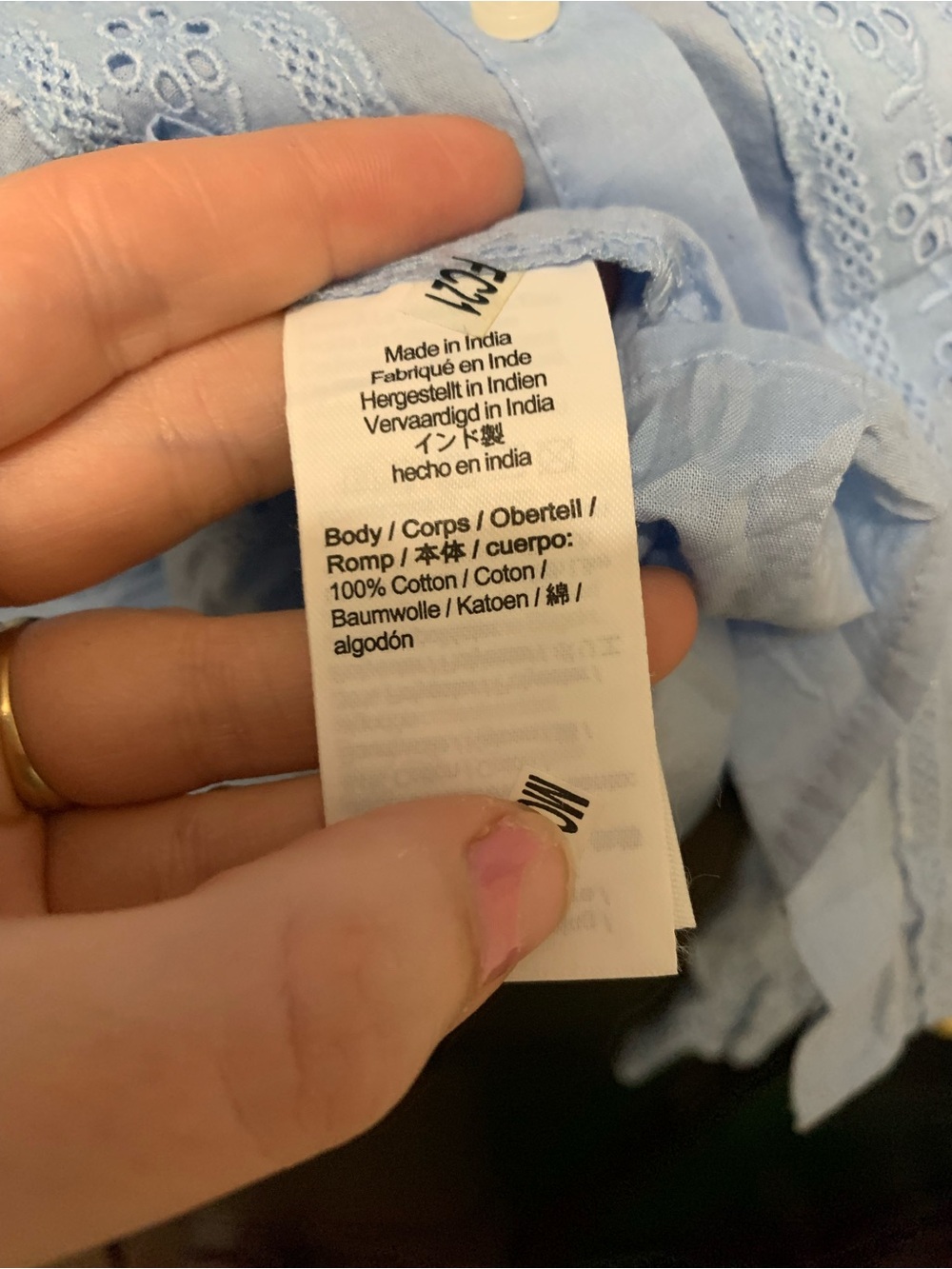 J. Crew Pale Blue Eyelet Button-Front Blouse Medium preppy feminine - Picture 5 of 6